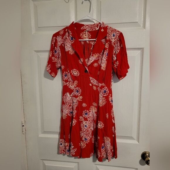 Free people red floral mini dress - Picture 5 of 8